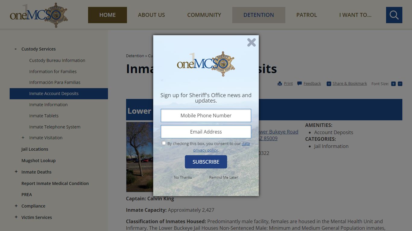 Inmate Account Deposits | Maricopa County Sheriff's Office